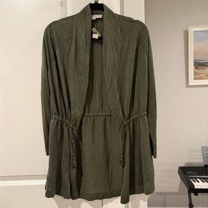 LOFT Dark Green Open Cardigan